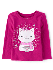 Baby And Toddler Girls Cat Cocoa Graphic Tee