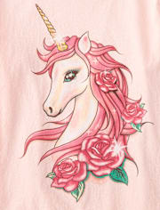 Girls Unicorn Flowers Graphic Tee