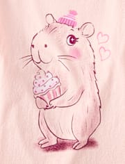 Girls Cupcake Capybara Graphic Tee