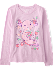 Girls Axolotl Doodles Graphic Tee