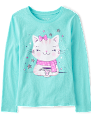Girls Cat Cocoa Graphic Tee