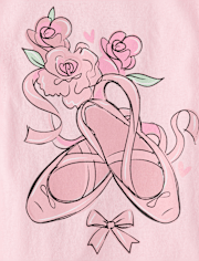 T-shirt graphique à motif de ballerines pour filles