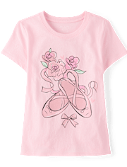 T-shirt graphique à motif de ballerines pour filles