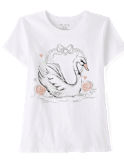 Girls Swan Graphic Tee