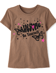 Girls Be Yourself Butterfly Graphic Tee