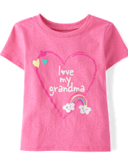 Baby And Toddler Girls Love My Grandma Graphic Tee
