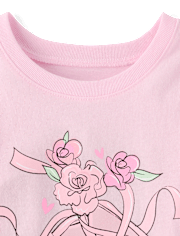 T-shirt graphique à motif de ballerines pour bébés et tout-petits