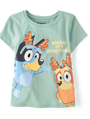 Baby And Toddler Girls Bluey™ And Bingo Reindeer Christmas Graphic Tee