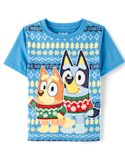 Baby And Toddler Boys Bluey™ And Bingo Fairisle Christmas Graphic Tee