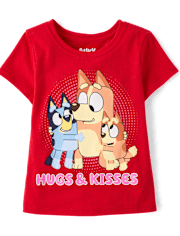 Baby And Toddler Girls Bluey™ Hugs And Kisses Valentine's Day Graphic Tee