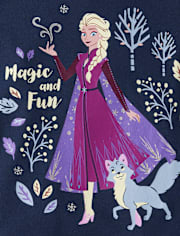 Baby And Toddler Girls Frozen™ Elsa Forest Glitter Graphic Tee