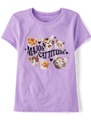 Girls Major Cattitude Graphic Tee