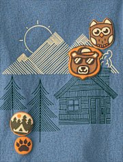 Baby And Toddler Boys Camping Patches Graphic Tee