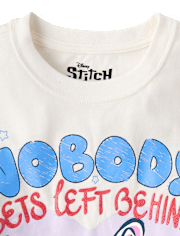 Girls Stitch Nobody Gets Left Behind Glitter Relaxed Graphic Tee