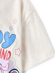 Girls Stitch Nobody Gets Left Behind Glitter Relaxed Graphic Tee