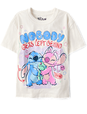 Girls Stitch™ Nobody Gets Left Behind Glitter Oversized Graphic Tee
