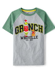 Boys Dr. Seuss The Grinch™ And Max Christmas Raglan Graphic Tee