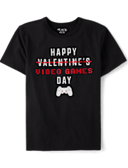 T-shirt graphique pour garçons, Journée des jeux vidéo, Saint-Valentin