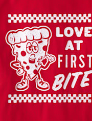 Boys Valentine's Day Love At First Bite Pizza Graphic Tee