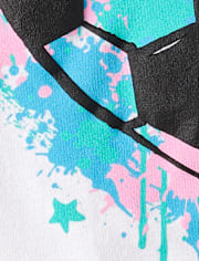 Girls Soccer Ball Heart Puff Print Graphic Tee