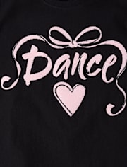 Girls Dance Ribbon Puff Print Graphic Tee