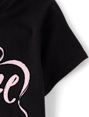 Girls Dance Ribbon Puff Print Graphic Tee