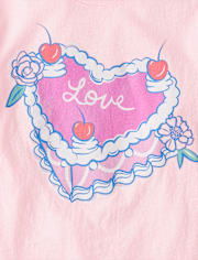 Girls Sweet Heart Cake Graphic Tee