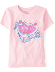 Girls Sweet Heart Cake Graphic Tee