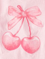 Girls Valentine's Day Bow Cherries Graphic Tee