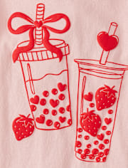 Girls Valentine's Day Boba Love Graphic Tee