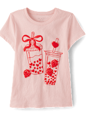 Girls Valentine's Day Boba Love Graphic Tee