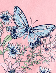 Girls Butterfly Flowers Graphic Tee