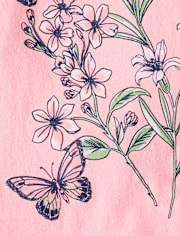 Girls Butterfly Flowers Graphic Tee
