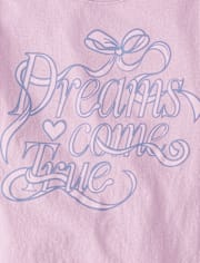 Girls Dreams Come True Ribbon Graphic Tee