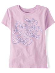 Girls Dreams Come True Ribbon Graphic Tee
