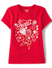 Girls Valentine's Day Sweet Doodles Graphic Tee