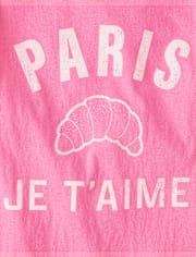 Girls Paris Je T'aime Croissant Graphic Tee