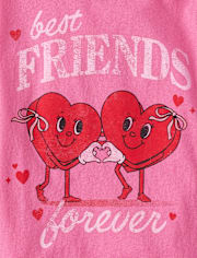 Girls Valentine's Day Best Friends Forever Graphic Tee
