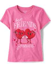 Girls Valentine's Day Best Friends Forever Graphic Tee