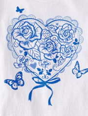 Girls Flower Heart Graphic Tee