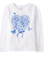 Girls Flower Heart Graphic Tee