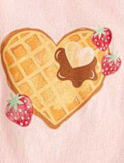 Girls Strawberry Heart Waffle Graphic Tee