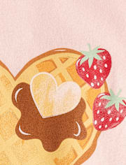 Girls Strawberry Heart Waffle Graphic Tee