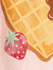 Girls Strawberry Heart Waffle Graphic Tee