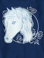 Girls Horse Flowers Graphic Tee