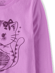 Girls Cat Ramen Graphic Tee