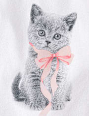 Girls Cat Bow Graphic Baby Tee
