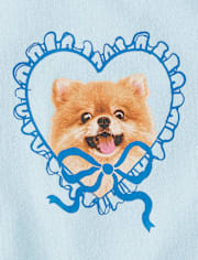 Girls Dog Bow Graphic Baby Tee