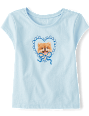 Girls Dog Bow Graphic Baby Tee