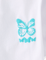 Girls Dreamer Butterfly Puff Print Front And Back Oversized Graphic Tee